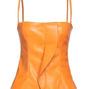 Nanushka Faux Leather Orange Strapless Bustier Too Size L